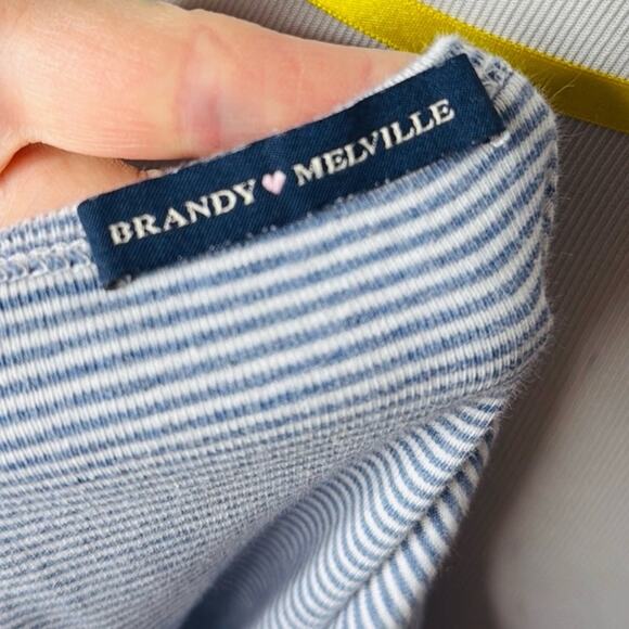 Brandy Melville Blue Striped Zelly Button Down Tee - Picture 5 of 6